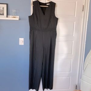 Tahari black pinstripe jumpsuit